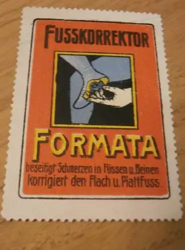 FORMATA Fusskorrektor , Plattfuss ,Reklamemarke , alte Marke , Reklame , Orthopädie , Pommern !!