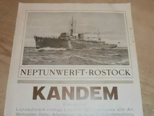 Neptunwerft Rostock , Plakat , Flugzeuge , Friedrichshafen,  Kandem , Körting , Luftschiff - Hallen , alte Reklame !!