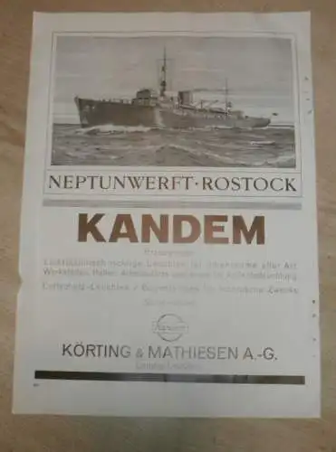 Neptunwerft Rostock , Plakat , Flugzeuge , Friedrichshafen,  Kandem , Körting , Luftschiff - Hallen , alte Reklame !!