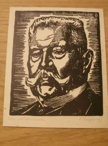 Reichspräsident - Paul von Hindenburg - original Holzschnitt , Bildnis , Mecklenburg !!