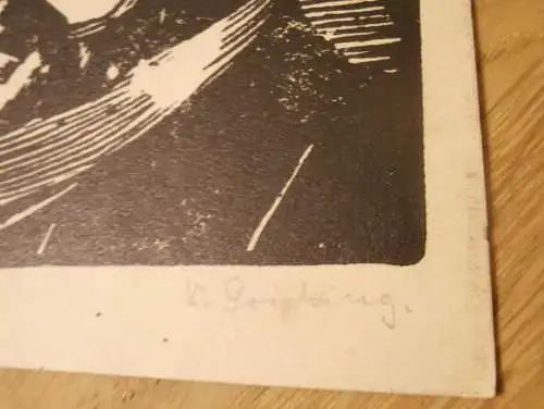 Reichspräsident - Paul von Hindenburg - original Holzschnitt , Bildnis , Mecklenburg !!