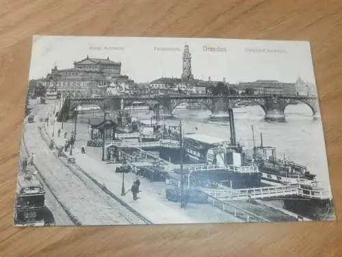 alte AK - Dresden , 1909 , Heizwerk , Dampfschiff-Landeplatz , Ansichtskarte !