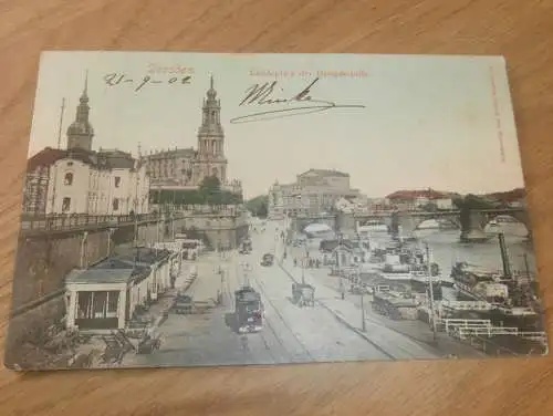 alte AK - Dresden , 1902 , Landeplatz der Dampfschiffe , Ansichtskarte !!!
