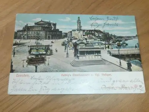 alte AK - Dresden , 1907 , Etablissement Helbig und Oper , Ansichtskarte !!!