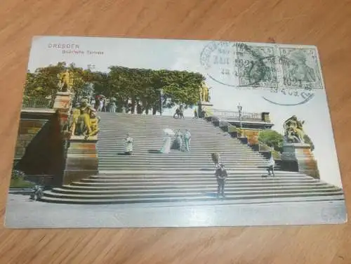 alte AK - Dresden , 1909 , Brühlsche Terasse , Ansichtskarte !!!