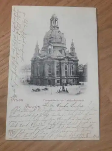 alte AK - Dresden , 1898 , Frauenkirche mit Lutherdenkmal , Ansichtskarte !!