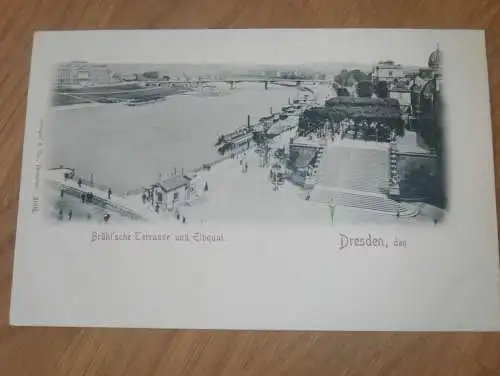 alte AK - Dresden , ca. 1900 , Terasse und Elbquai , Ansichtskarte !!