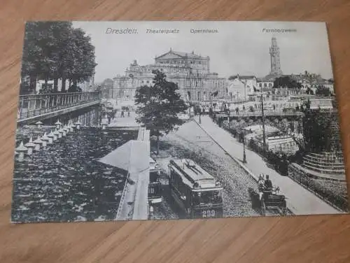 alte AK - Dresden , ca. 1910 , Strassenbahn , Heizwerk , Oper Ansichtskarte !