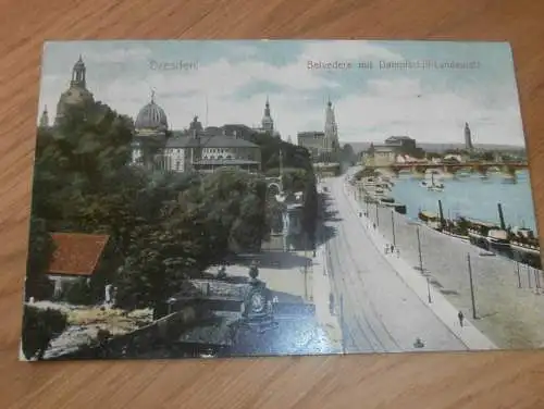 alte AK - Dresden , 1906 , Dampfschiff-Landeplatz , Belvedere , Ansichtskarte