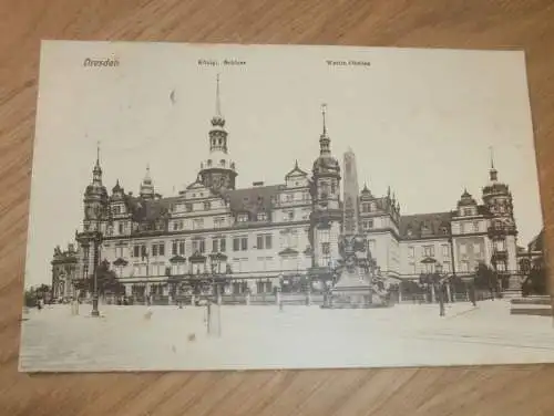 alte AK - Dresden , 1914 , Wettin-Obelisk und Schloss , Ansichtskarte