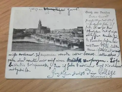 alte AK - Dresden , 1900 , Augustbrücke , Panorama , Ansichtskarte !!
