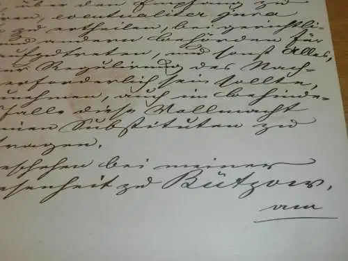 altes Dokument mit Siegel - Bützow 1865 , Mecklenburg , Bernitt / Rostock , von Müller in Stralsund !!!