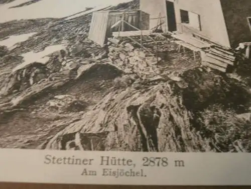 Bild / Aufnahme - Stettiner Hütte 2875 m , Stettin , ca. 1930 , auf Pappe , Hütte , Am Eisjöchel , ca. 330x230 mm !!!