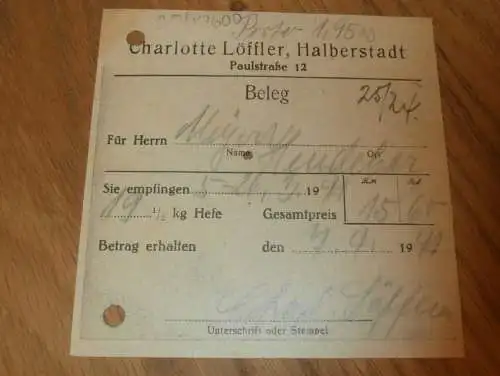 Charlotte Löffler in Halberstadt , 1941 , alte Rechnung , Reklame / Werbung !!