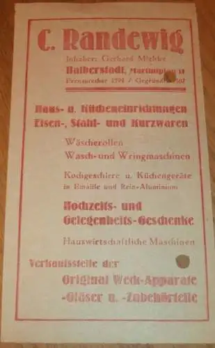 C. Randewig / Gerhard Mielcke in Halberstadt , 1934 , alte Rechnung , Reklame / Werbung !!