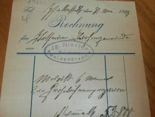 Musikdirektor - Jg. Nistler in Halberstadt , 1923 , alte Rechnung , Reklame / Werbung !!