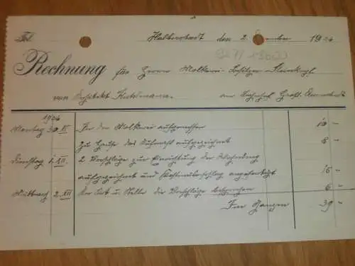 Architekt Kutslmann in Halberstadt , 1936 , an Molkerei-Besitzer , alte Rechnung , Reklame / Werbung !!