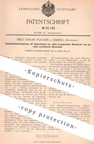 original Patent - Niels Jörgen Poulsen , Esbjerg , Dänemark | 1894 | Dampfmaschinen - Steuerung | Motor , Motoren !!!
