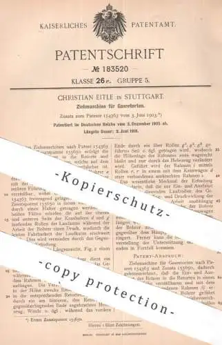 original Patent - Christian Eitle , Stuttgart | 1905 | Ziehmaschine für Gasretorten | Gas , Retorte , Bohrer , Kran