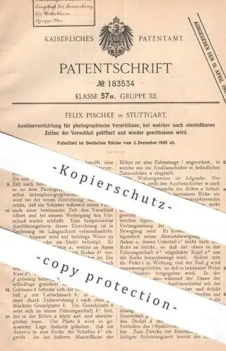 original Patent - Felix Pischke , Stuttgart | 1905 | photographischer Verschluss | photography , Foto , Kamera Fotograf