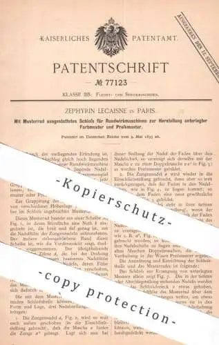 original Patent - Zephyrin Lecaisne , Paris , Frankreich | 1893 | Schloss für Rundwirkmaschinen | Wirkmaschine , Weben !