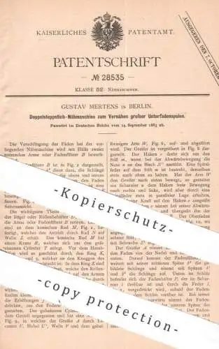 original Patent - Gustav Mertens , Berlin | 1883 | Doppelsteppstich - Nähmaschine | Nähmaschinen , Unterfadenspule