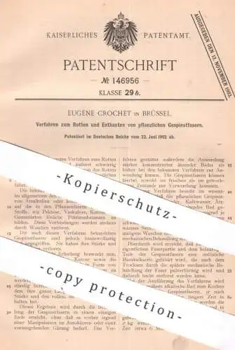 original Patent - Eugène Crochet , Brüssel Belgien | 1902 | Rotten u. Entbasten von pflanzlichen Gespinstfasern | Fasern