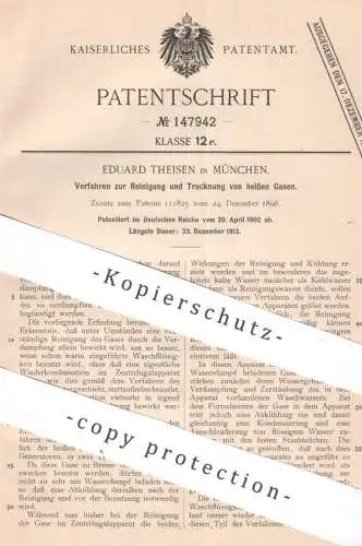 original Patent - Eduard Theisen , München | 1902 | Reinigung und Trocknung von heißen Gasen | Gas , Gase | Kondensation