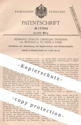 original Patent - Hermann Georges Ch. Thofehrn | Bernard de St. Seine , Paris Frankreich | 1900 | Kupfer , Schwarzkupfer