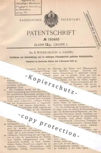 original Patent - Dr. K. Winkelbach , Cassel | Kassel | 1905 | Abscheidung von gelöstem Kolloidstoff | Abwasser Kolloid
