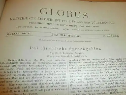 Völkerkunde Januar bis Juni 1897 gebundene GLOBUS Zeitschriften , Expedition , Kolonie , Reise , Berichte , Etnologie !