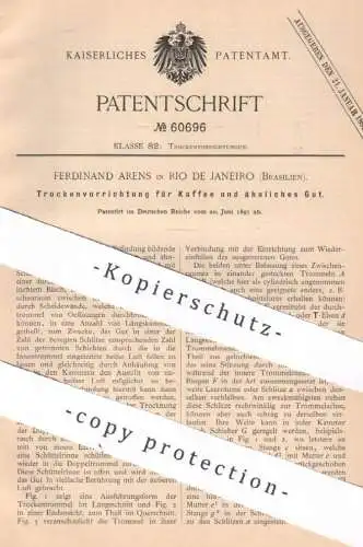 original Patent - Ferdinand Arens , Rio de Janeiro , Brasilien , 1891 , Trocknung von Kaffee | Coffee , Cafe , Rösten