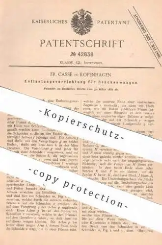 original Patent - Fr. Casse , Kopenhagen , Dänemark , 1887 , Entlastung für Brückenwaage | Waage , Waagen