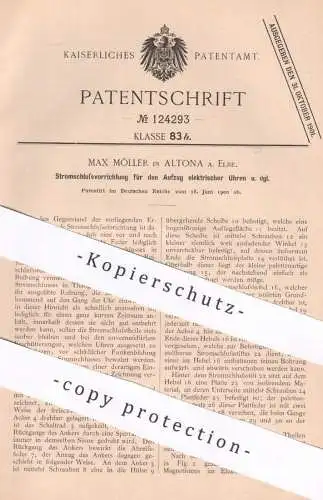 original Patent - Max Möller , Hamburg / Altona / Elbe 1900 , Stromschlussvorrichtung für elektr. Uhren | Uhr , Uhrwerk