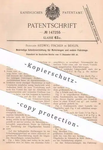 original Patent - Hedwig Fischer , Berlin | Verdeck an Motorwagen | Automobil , Fahrzeug | Schutz vor Sonne & Regen