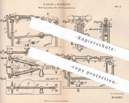 original Patent - C. Rauhe , Düsseldorf , 1890 , Bohrmaschine für Patronenhülsen | Patronen , Bohren | Metall , Waffen