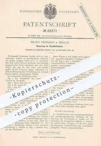 original Patent - Bruno Heinerici , Berlin , 1882 , Ausziehtisch | Tisch zum Ausziehen | Tischler , Holz , Möbel !!