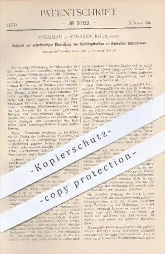 original Patent - Volkmar , Strassburg , Elsass , 1879 , Schrumpfmaß an Radreifen - Stichmaßen | Reifen , Räder , Rad !!