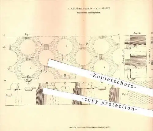 original Patent - Alexander Wernekinck in Berlin , 1878 , Gusseisernes Straßenpflaster | Gusseisen , Straße , Straßenbau
