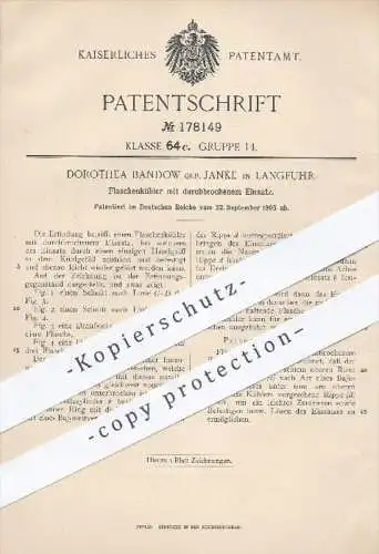 original Patent - Dorothea Bandow geb. Janke , Langfuhr , 1905 , Flaschenkühler | Kühlung , Flaschen , Sektkühler !!!