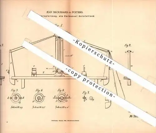 Original Patent - Jean Broussard in Poitiers  , 1885 , Carousel - Jouets , Carousel - Toys , Karussel !!!