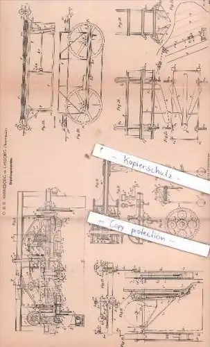 Original Patent  - O. B. H. Hanneborg in Urskong , Norwegen , 1894 ,Drainierungsmaschine !!!