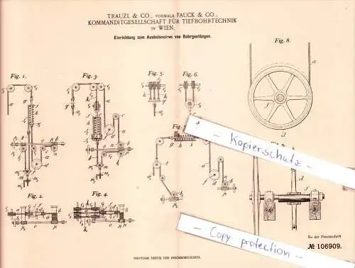 Original Patent  - Trauzl & Co., vormals Fauck & Co., Kommanditgesellschft für Tiefbohrtechnik in Wien !!!