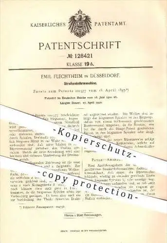 original Patent - Emil Flechtheim in Düsseldorf , 1900 , Straßenkehrmaschine , Kehrmaschine , Reinigung , Bürsten !!!