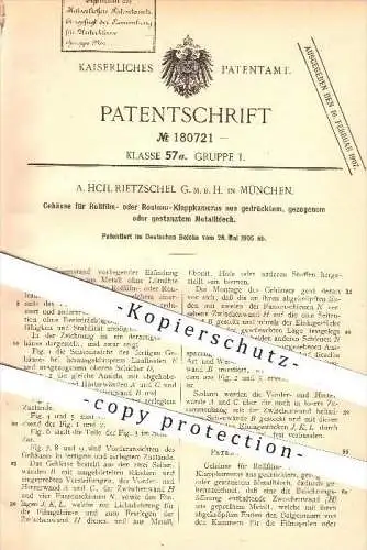 original Patent - A. HCH. Rietzschel GmbH , München , 1905 , Gehäuse für Kamera aus Metallblech , Film , Fotografie !!