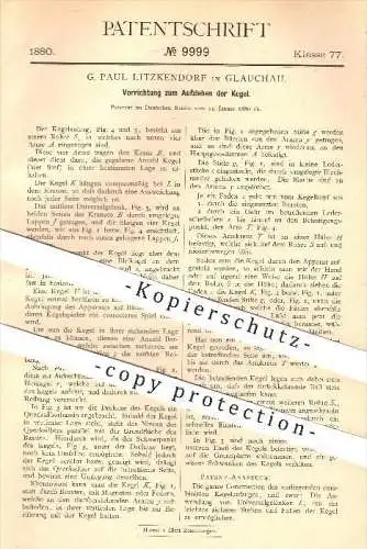 original Patent - G. Paul Litzkendorf in Glauchau , 1880 , Aufziehen der Kegel , Kegeln , Kegelbahn , Bowling , Sport !!