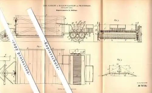 Original Patent - Carl Kuhnow in Buchow-Karpzow b. Wustermark , 1894 , Düngerstreumaschine für Stalldünger , Agrar !!!