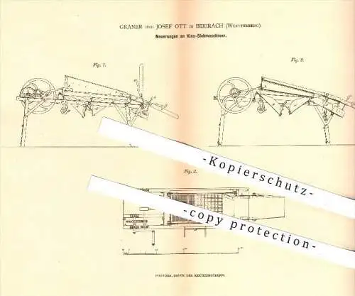 original Patent - Graner und Josef Ott in Biberach , 1879 , Kies - Siebmaschinen , Sieben , Straßenbau , Bau !!!