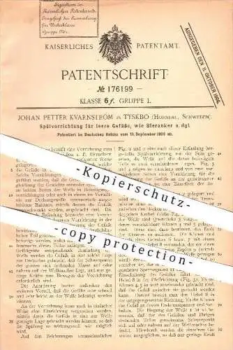 original Patent - Johann Petter Kvarnström in Tyskbo , Horndal , Schweden , 1904 , Spülvorrichtung für leere Gefäße !!!