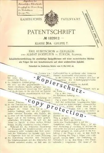 original Patent - E. Rubitschon in Oerlikon & A. Hoeffleur in Zürich , 1906 , Schabloniervorrichtung für Radgussform !!!